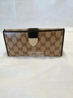 Gucci Authentic Long Wallet GG Crystal Beige Logo With Box Ladies Size 19×9.5cm • $214.35