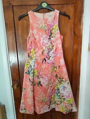 Miss Selfridge Floral Summer Dress Size 10 Wedding Formal Event Races Peach  • £0.99