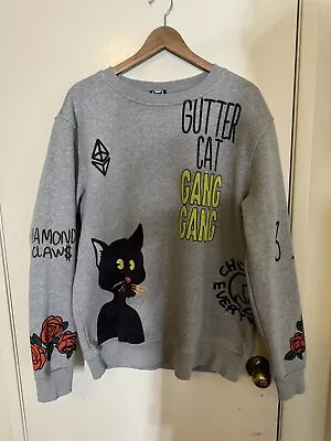 Jugrnaut Mens XL Gutter Cat Knit Sweater Streetwear • $64