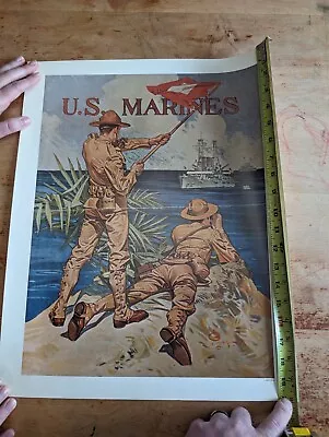 US Marines WWI Recruiting Poster Leyendecker Vietnam Era Reissue 16x20 USMC  • $35