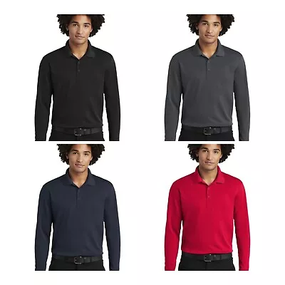 Sport-Tek Mens Long Sleeves Dry Fit Performance Golf Polo T-Shirt XS-4XL • $13.64