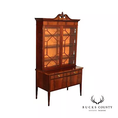 Antique Hepplewhite Style Mahogany Glass Door Bookcase China Cabinet • $2795