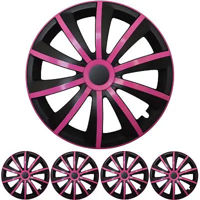 4x Premium Design Hubcaps Set Gral 15 Inch IN Pink/Black • $160.71