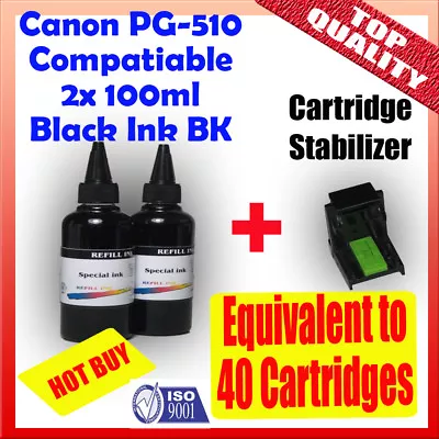 Canon Refill Ink Cartridge PG510 PG512 MP230 MP270 MP280 MP480 MP490 2x100ml • $16.50