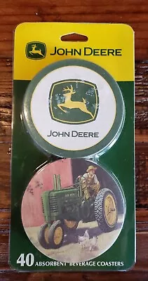 NEW VINTAGE John Deere 40 Absorbent Cardboard Beverage Coasters Silo Refills • $17.13