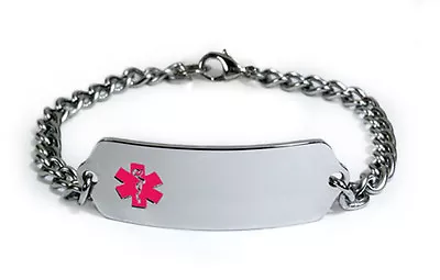 Medical Alert ID Bracelet With Curb Chain.  Free Medical Wallet Card! IDB52 • $29.99