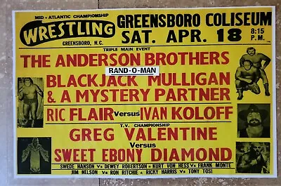  Wrestling Poster The Anderson Brothers Vs Blackjack Mulligan & Mystery Partner  • $15.49