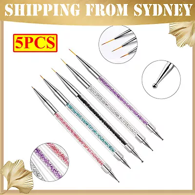 5pcs Nail Art Liner Brushes Dual-ended Fine Line 3D Drawing Dotting Brush Set AU • $6.44