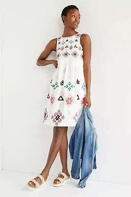 ANTHROPOLOGIE Size M Mini Dress Neutral Motif • $165