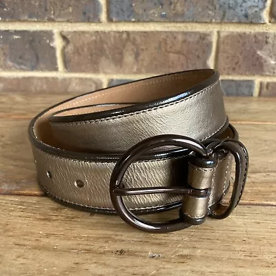 Metallic Gold And Brown Leather Belt Fossil 104989 BT3406711 Size S • $30