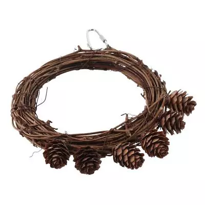 Rattan Birds Stand Rings With Pinecone Bird Play Gym Parrot Toys • $20.05