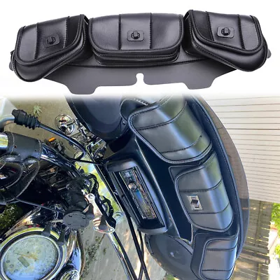 $45.09 • Buy PU Leather Windshield Bag Fairing 3 Pouch For Yamaha V-Star 1100 Classic Batwing