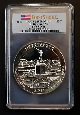2011 Gettysburg ATB 5 Oz. Silver Coin PCGS MS69 DMPL First Strike (See} • $285