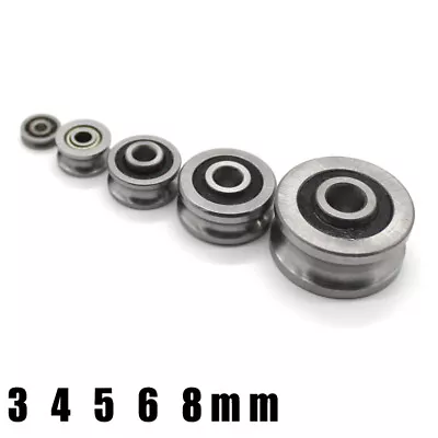 3-8mm Metal Pulley Wheel U/V Grooved Sealed Ball Bearings Rope Wire Guide Roller • $131.35