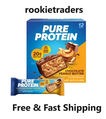 Pure Protein Bars Chocolate Peanut Butter 20g Protein 1.76 Oz 12 Ct • $19.94
