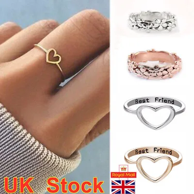 Women Love Heart Best Friend Ring Promise Jewelry Friendship Rings Fashion Gifts • £2.99