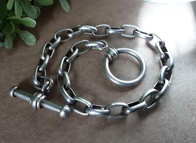 Vintage Sterling Silver 925 Oval Links Toggle Bracelet 8 3/8  X 5mm #4ny  • $22