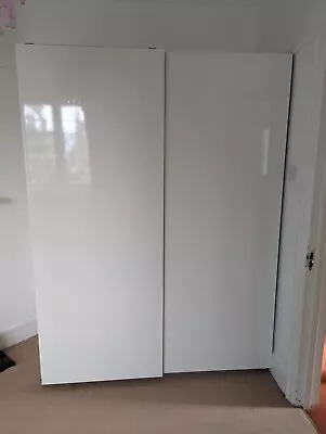 IKEA Wardrobe - Used - White Gloss Sliding Doors - Integrated Lighting • £199.99