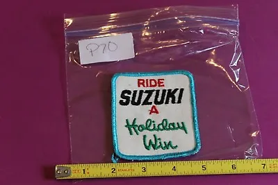 $7 • Buy Vintage 'Ride Suzuki A Holiday Win' Motorcycle Patch. 