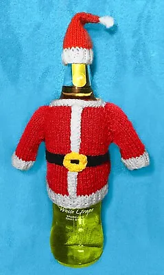 KNITTING PATTERN - Father Christmas / Santa Wine Bottle Jacket And Hat Cover • £3.25