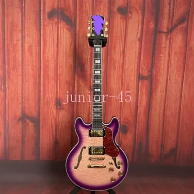 Custom Purple Semi-Hollow Electric Guitar 339 Quilted Maple Top Black Fretboard • $269