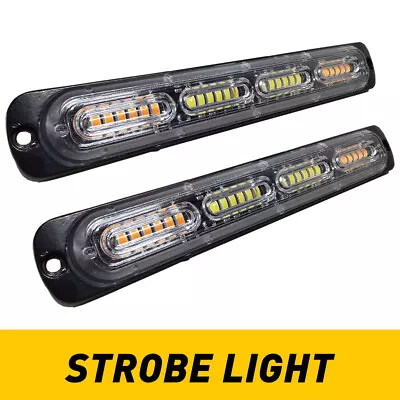 2X LED Flashing Strobe Light Grille Light Head Amber/White For Tow Truck Trailer • $17.09