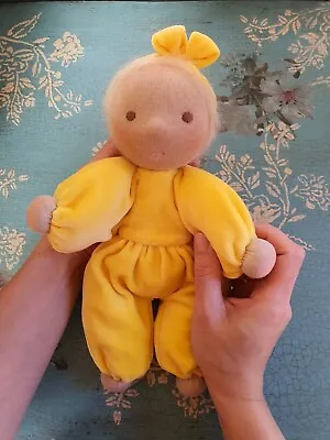 Waldorf Cuddle Velvet Baby Doll Yellow All Natural Materials Handmade  • £85