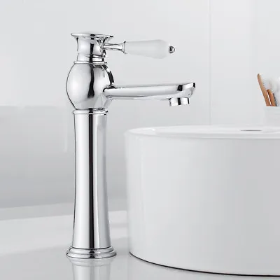 Bathroom Basin Mixer Taps Tall Brass Counter Top Tap Ceramic Handle B1√ • £135.55