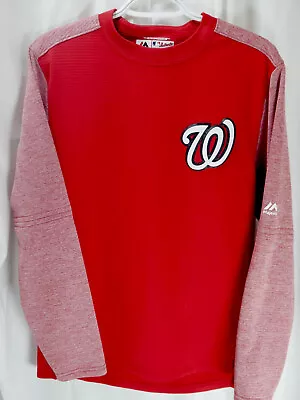 Washington Nationals Sweater Long Sleeve Majestic Therma Base Sweatshirt Red SM • $25