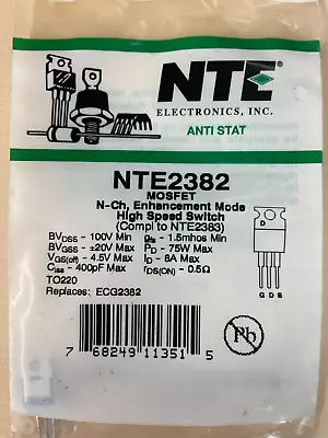 NTE2382 MOSFET N-CH Enhancement Mode High Speed Switch (ECG) (L CB) • $4