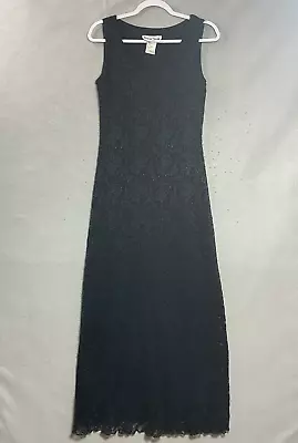 Vintage Dress Womens Medium Black Sleeveless Gauzy Maxi Lined Retro 90s Y2K Goth • $49.97