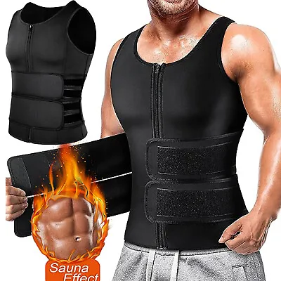 $9.79 • Buy Men Gym Sweat Tank Top Sauna Suit Neoprene Vest Waist Trainer Body Shaper Shirt