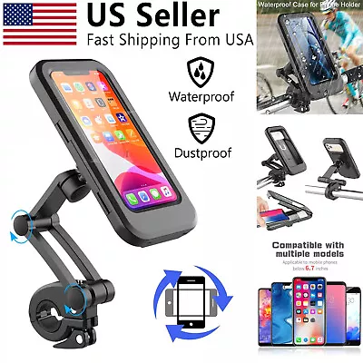 Holder Cell Phone Motorcycle Bike Waterproof Handlebar Touch Screen Case Mount • $11.05