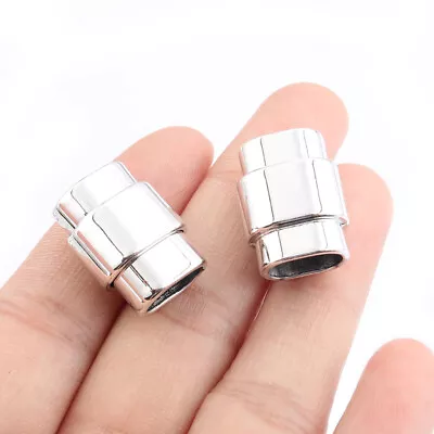 5Sets Silver Plated Strong Magnetic Clasp Fit 10*6mm Licorice Leather Bracelet • $5.49