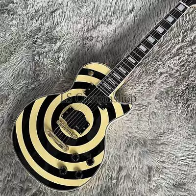 Custom Zakk Wylde Bullseye Electric Guitar Solid Body Ivory And Black Fast Ship • $170.05