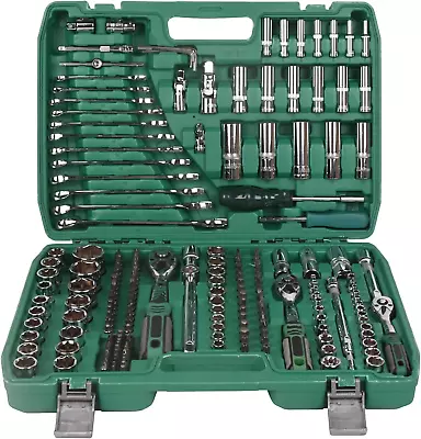 216-Piece Mechanics Tool Set 1/4  & 3/8  & 1/2  Drive Socket Wrench Set Metric • $241.88