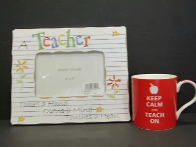 A TEACHER TAKES A HAND OPENS A MIND Picture Frame & KEEP CALM & TEACH ON Mug • £12.53
