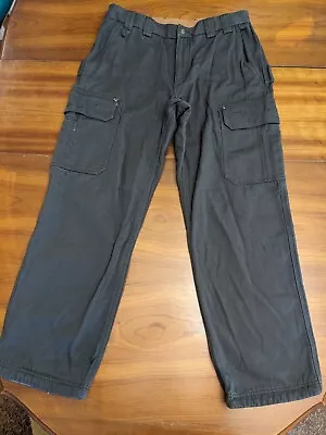 Duluth Trading Mens Fleece Lined Cargo Pants 36x32 Fire Hose Canvas Relaxed Fit • $41.65