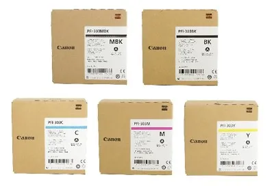 5 X Original Ink CANON IPF810 IPF820 IPF825/PFI-303MBK PFI-303C PFI-994 1/12ft • $421.74