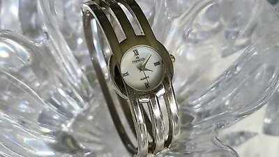 Minicci Silver Stainless Steel MOP-Dial Cuff Bracelet  Woman's Watch  (D12) • $19