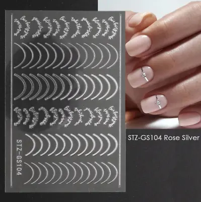 Nail Art Sticker Decal SILVER Lace Abstract Line French Line Manicure GS104 NS33 • $2.75