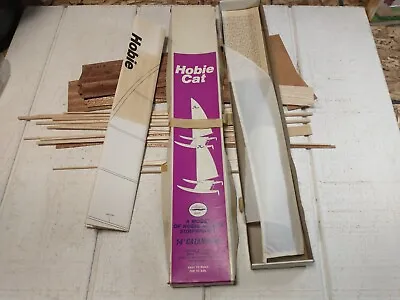 Open Box Vintage Dumas HOBIE CAT Balsa Wood Catamaran 14  Model Boat Kit • $49.99