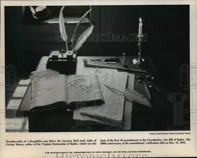 1991 Press Photo Desk Of George Mason Author Of Virginia Declaration Of Rights • $19.99