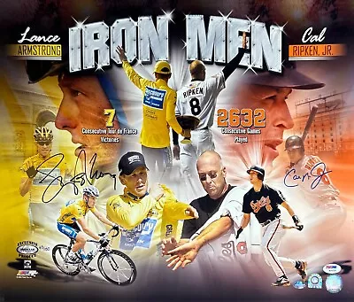 Cal Ripken Jr. & Lance Armstrong Signed 16x20 'Iron Man' Photo PSA W04290 • £142.49