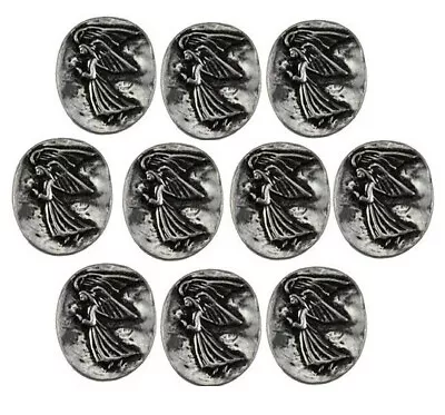 Set Of 10 Guardian Angel Pocket Stone 1  Silver-Tone Pewter Amulet Prayer Coin • $26.98