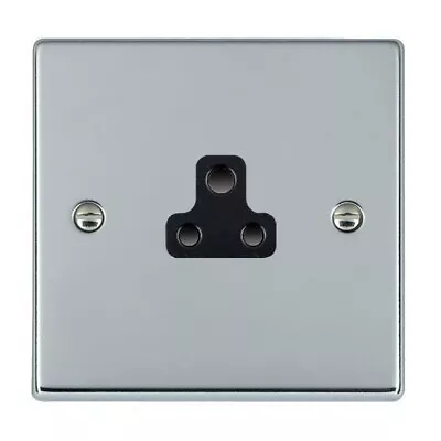 Hamilton Hartland Bright Chrome 1 Gang 2A Unswitched Socket Black Insert 77US2B • £10.99