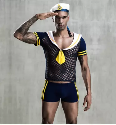 JSY Perspective Sexy Men's Sexy Underwear Navy Uniform Adult Sailor Suit • £34.79