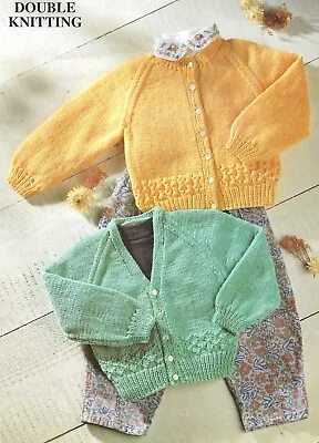 Baby Knitting Pattern For Cardigans In DK To Fit 16-22  Easy Knit Pattern F47 • £3.45