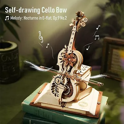 ROKR 3D Wooden Puzzle Magic Cello Mechanical Music Box Model Kit Decor Toy Gifts • $36.99