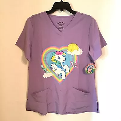 My Little Pony Lightweight 2 Pocket Scrub Top Rainbow Heart Starshine Size M NWT • $25